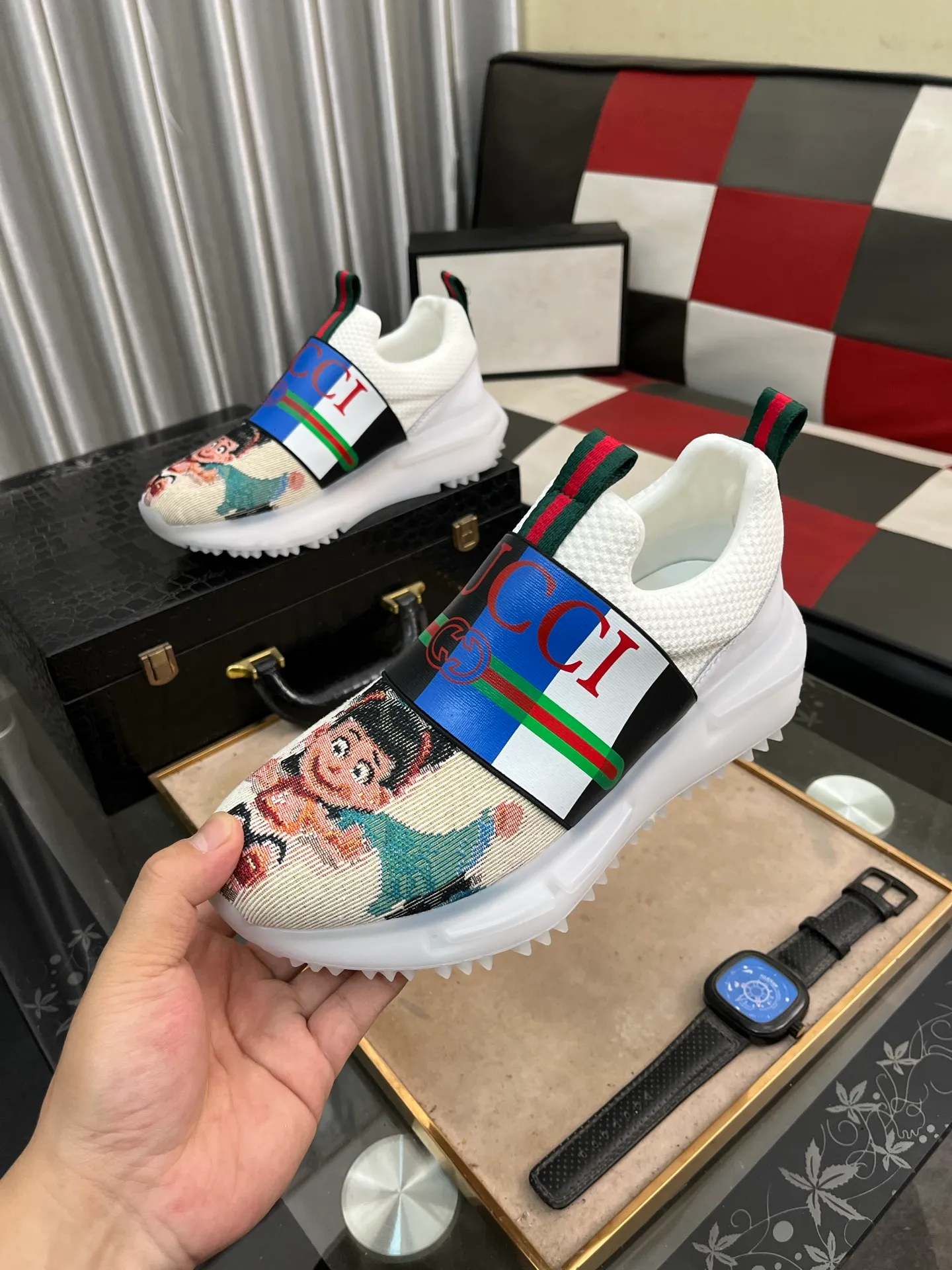 Men's shoes 💰458⌚️⌚️ (GUCCI-Gucci) luxury brand sports and casual shoes, imported original material, sheepskin lining, high-end and comfortable, original outsole is light and wear-resistant! Purely handmade, details determine quality! 38-443️⃣colors available